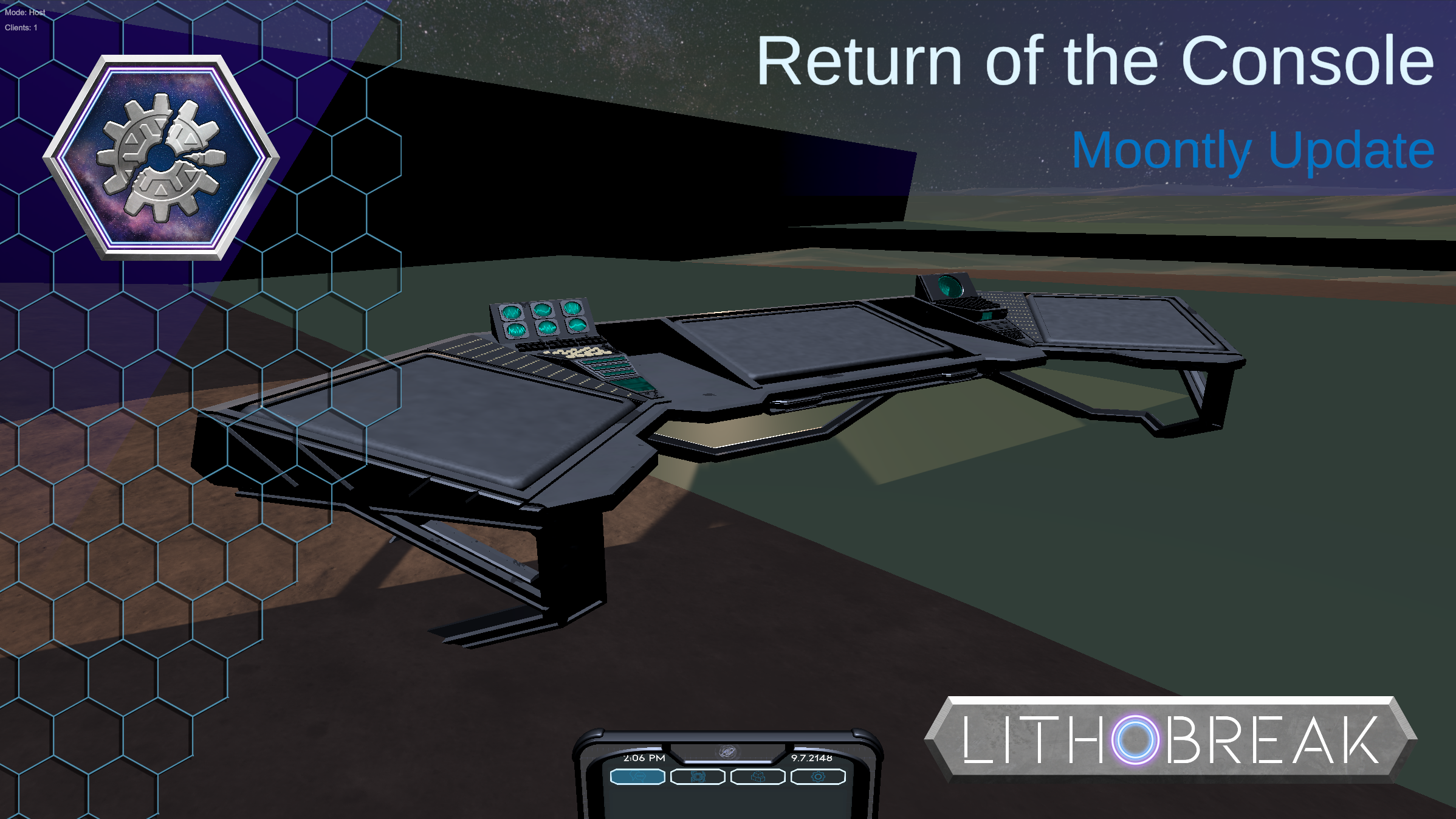 LithoBreak Return of the Console moonthly update card.